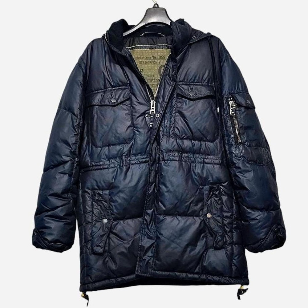 GAP 1969 Heavyweight Y2k Parka Puffer Jacket Men L Blue Hooded Snow Coat